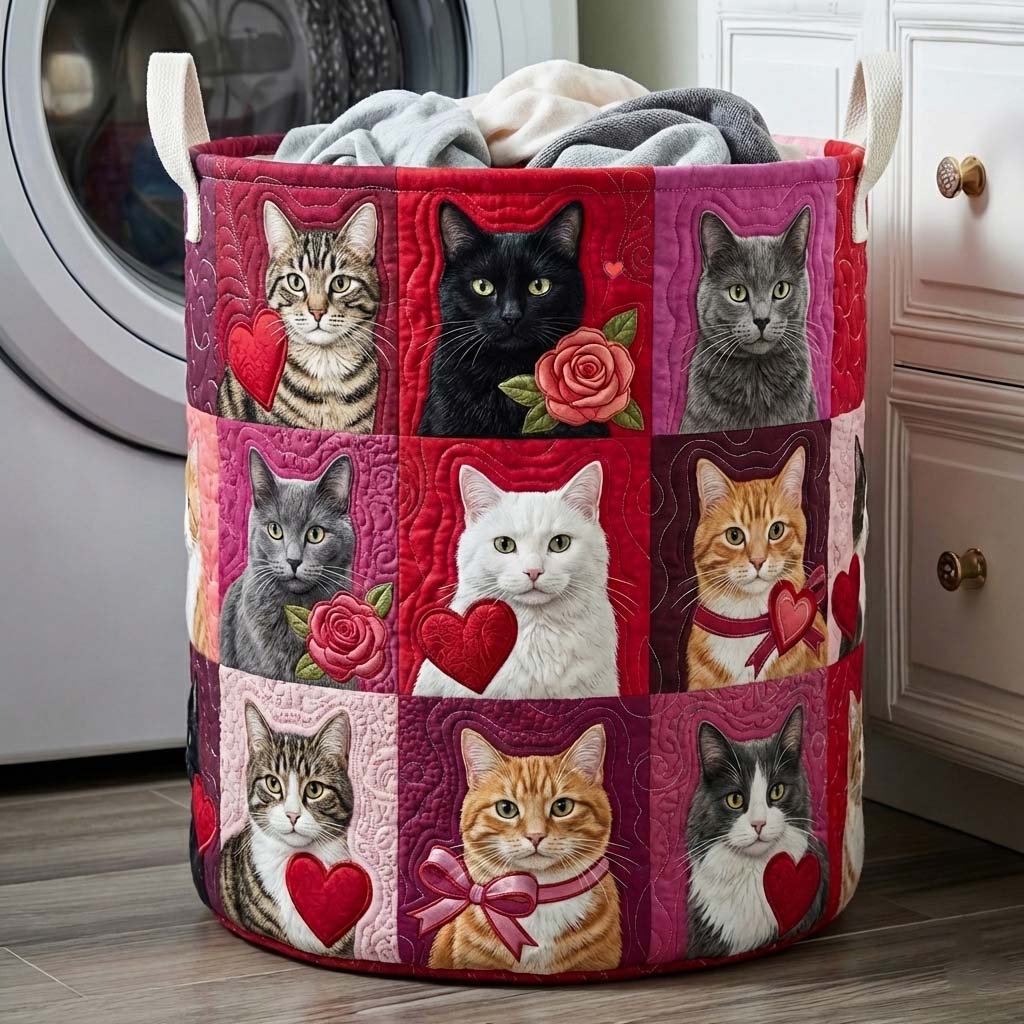 Velvet Quilted Laundry Hamper