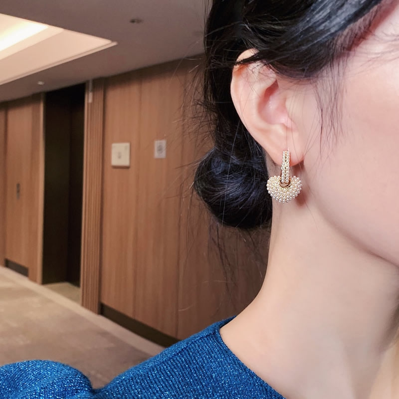 Gold Love Pearl Earrings