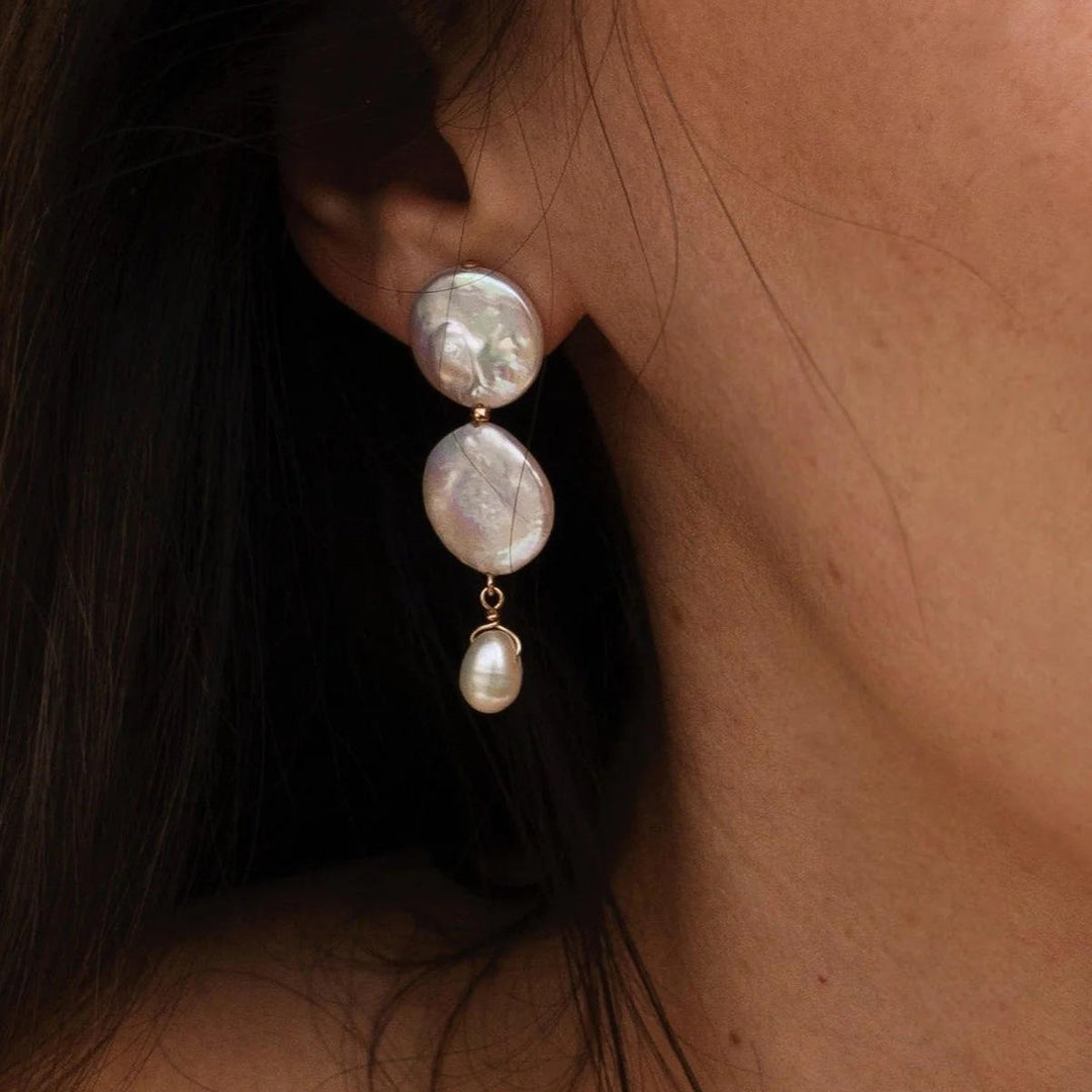 Geometric Freshwater Pearl Earrings