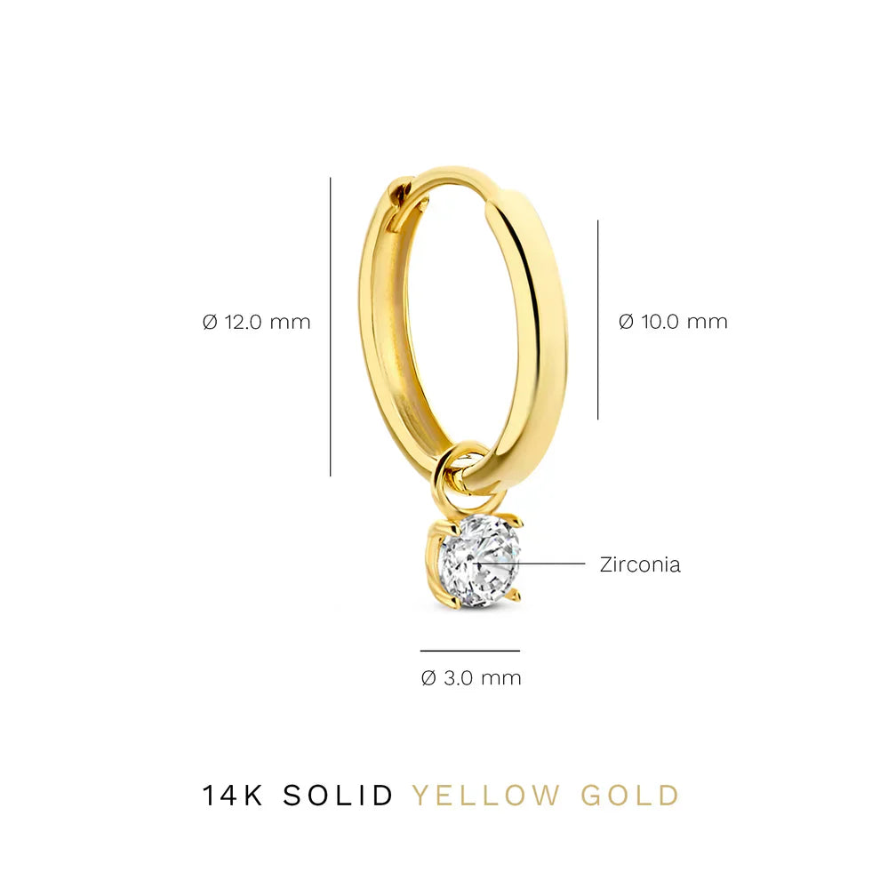Gold Hoop Earrings with Larmes de Lune Stone