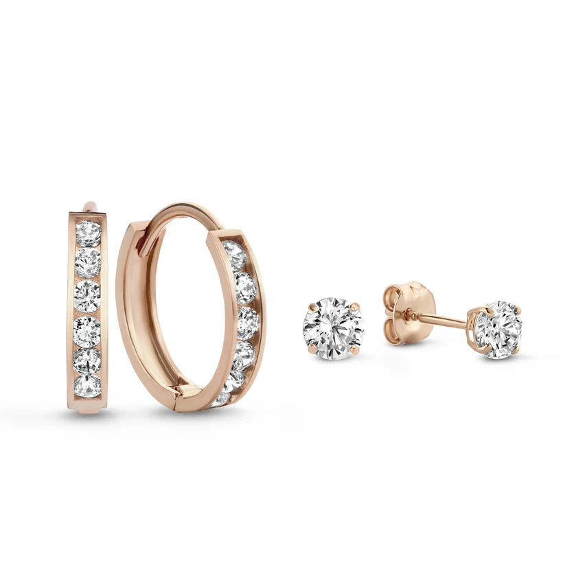 Dara Brillane Gold Stone Earrings Set