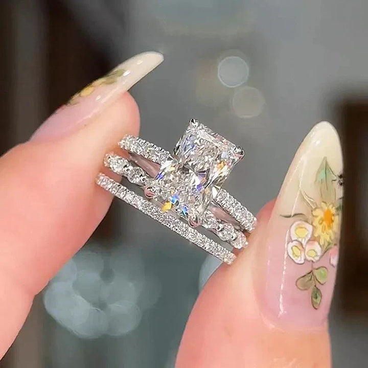 Jaily 3-Piece Wedding Ring Set in White Gold