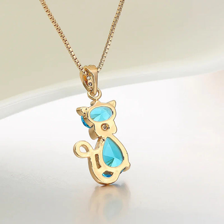 Crystal Cat Pendant Necklace