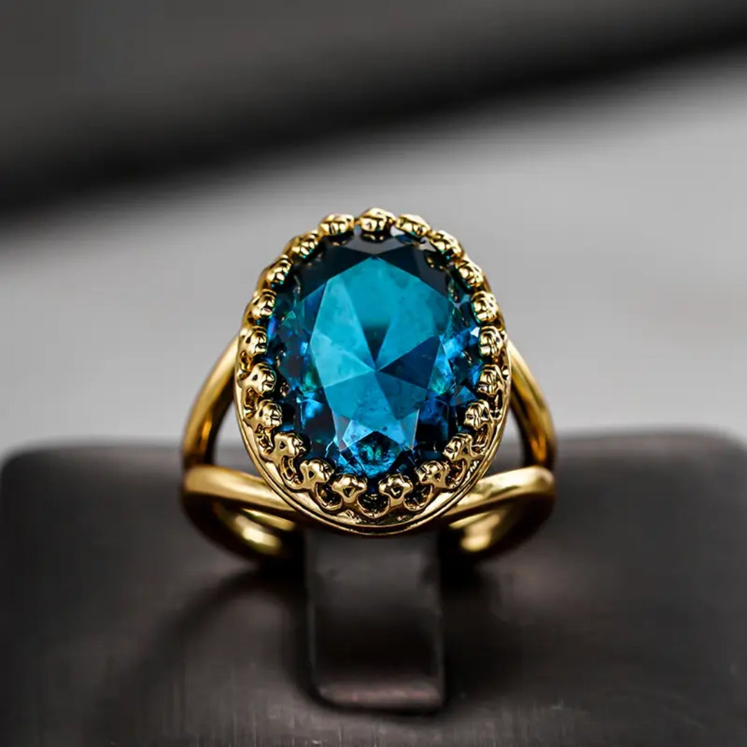 Golden Ring with Blue Sapphire