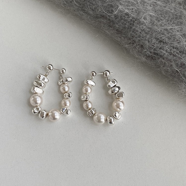 Handmade Pearl Hoop Earrings