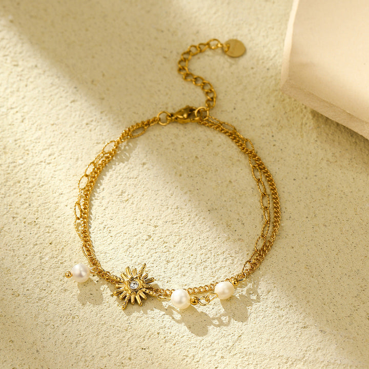 Freshwater Pearl Zircon Paperclip Bracelet