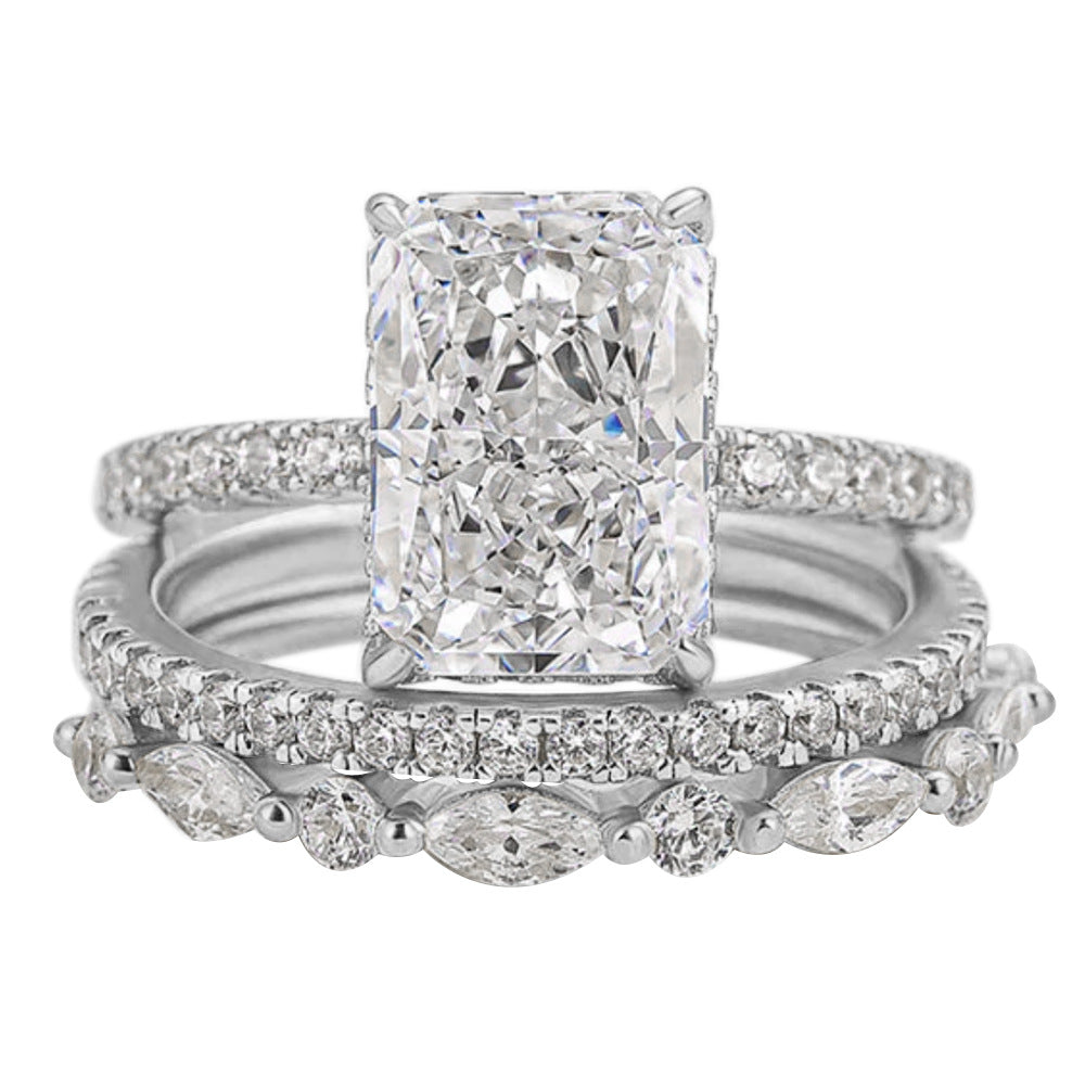 Jaily 3-Piece Wedding Ring Set in White Gold