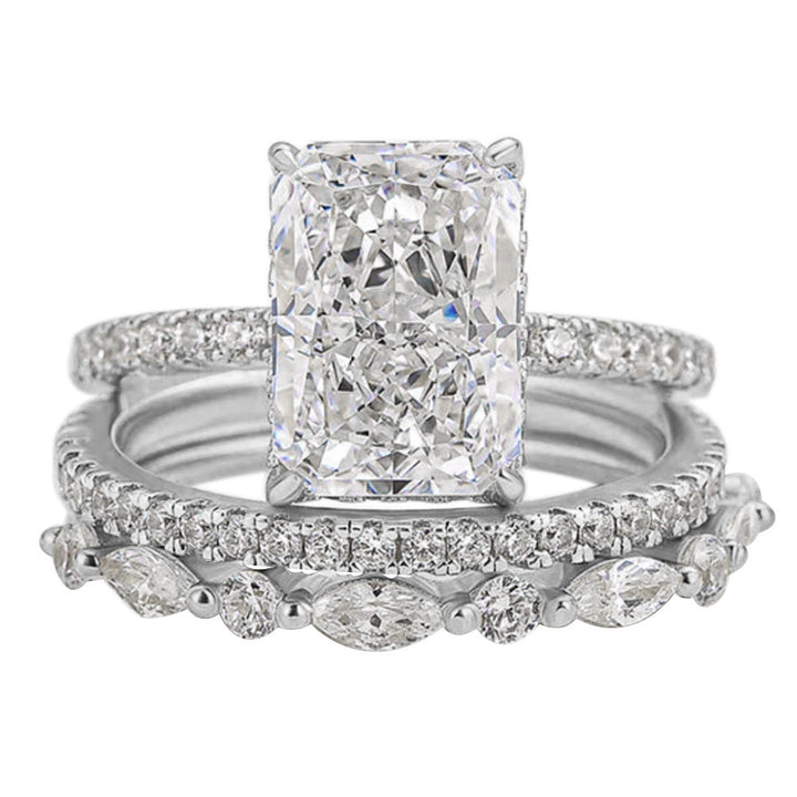 Jaily 3-Piece Wedding Ring Set in White Gold