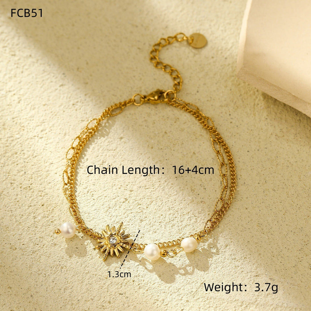 Freshwater Pearl Zircon Paperclip Bracelet