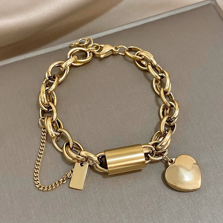 Gold Chunky Heart Bracelet