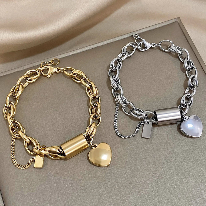 Gold Chunky Heart Bracelet