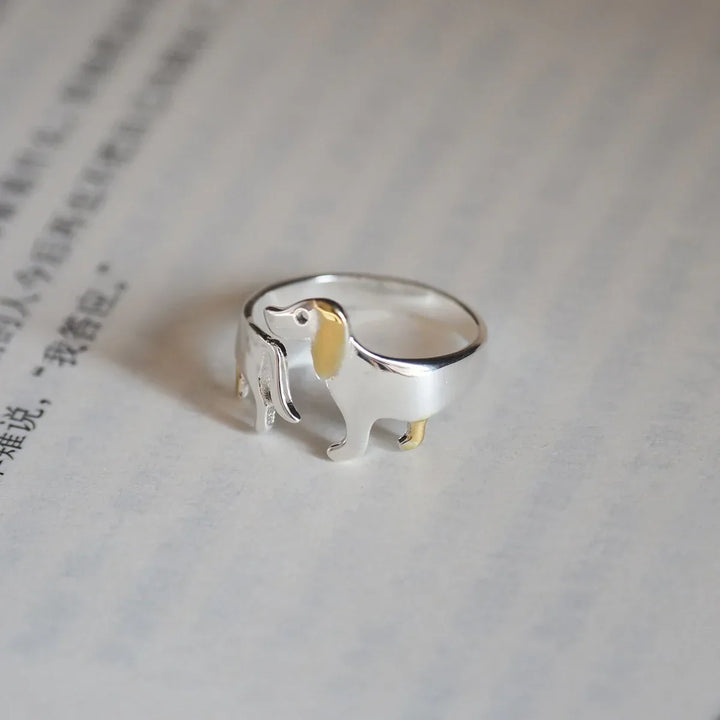 925 Sterling Silver Dachshund Ring – Adjustable Fit