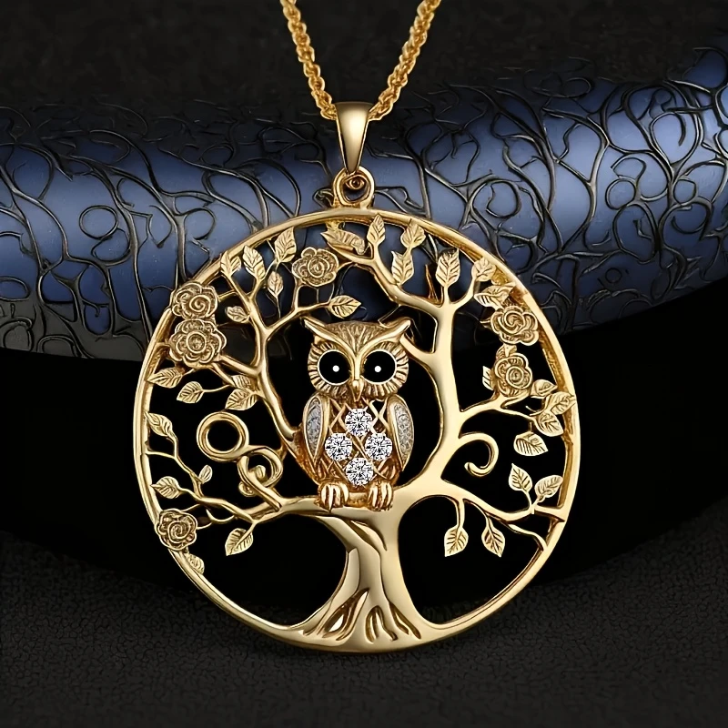 Tree of Life Necklace with Golden Owl Pendant