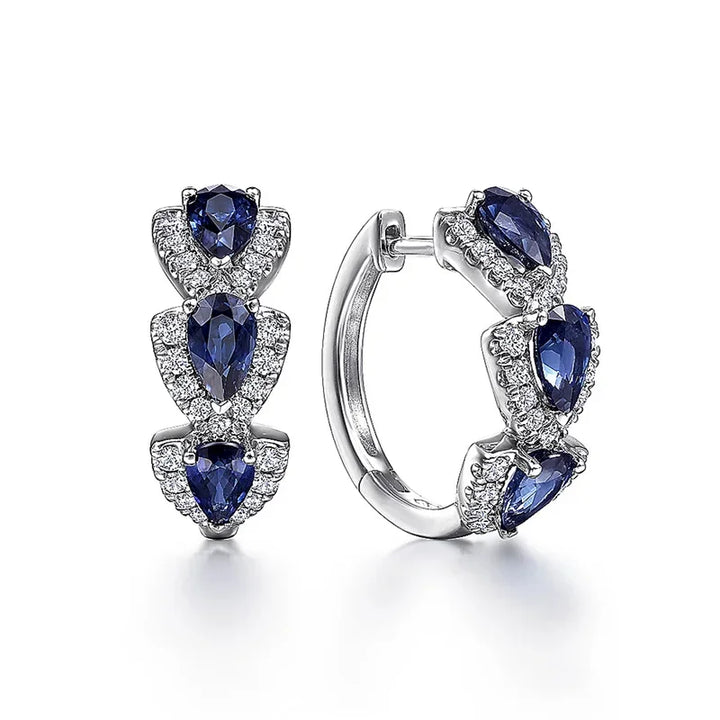 White Gold Royal Sapphire Crest Earrings