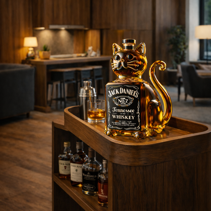 Cat-Themed Whisky Bottle
