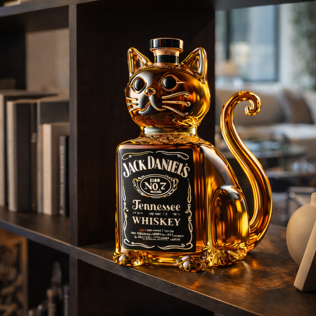 Cat-Themed Whisky Bottle
