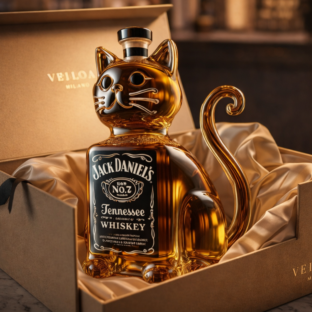 Cat-Themed Whisky Bottle