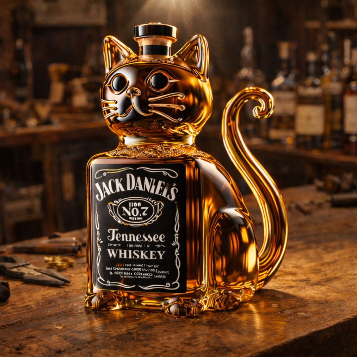 Cat-Themed Whisky Bottle