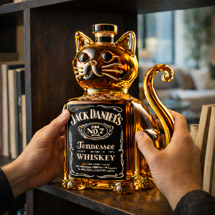 Cat-Themed Whisky Bottle