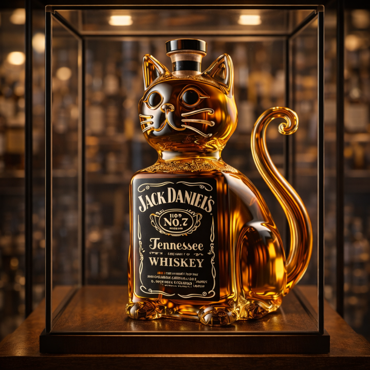 Cat-Themed Whisky Bottle