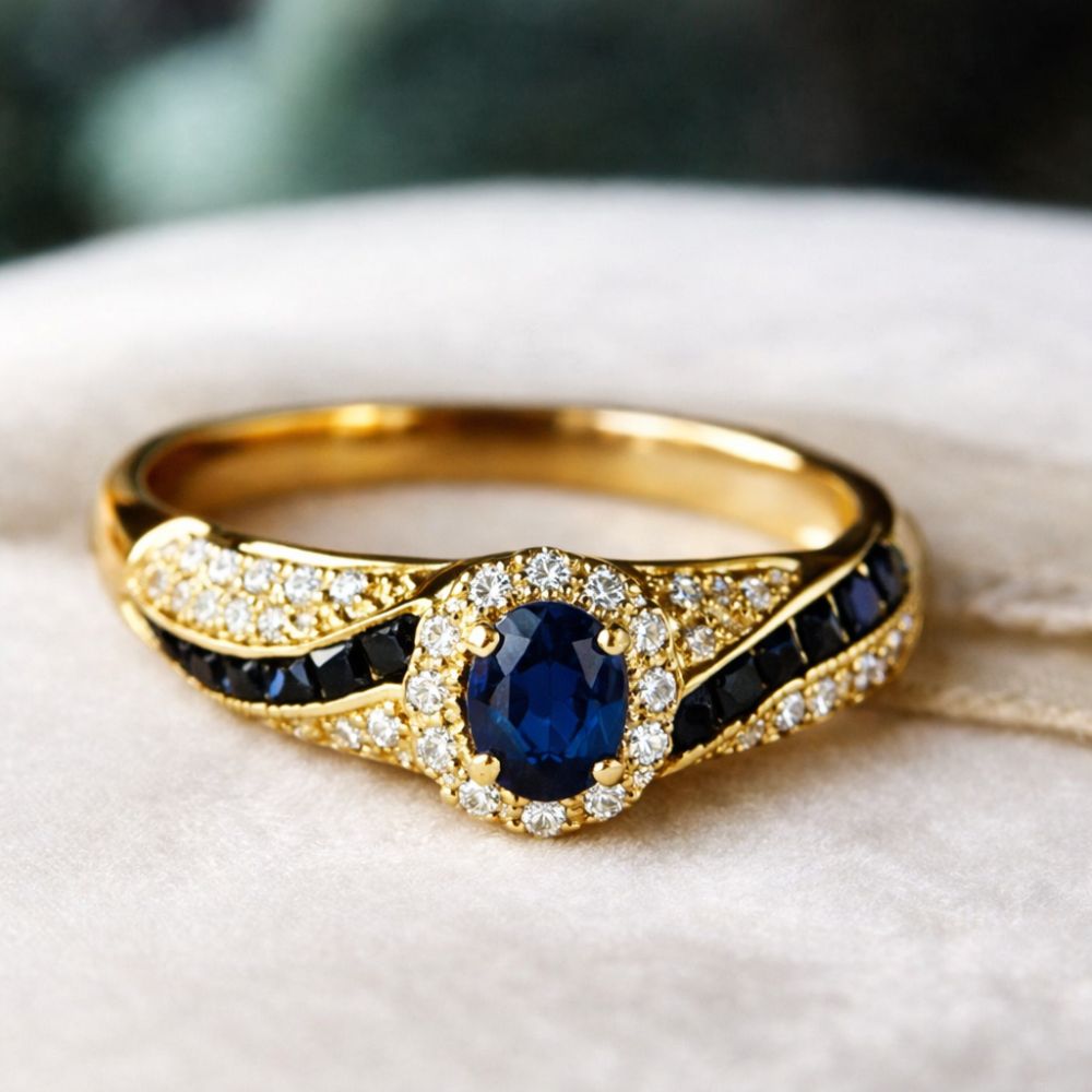 Kavella Noctazure Gold Ring