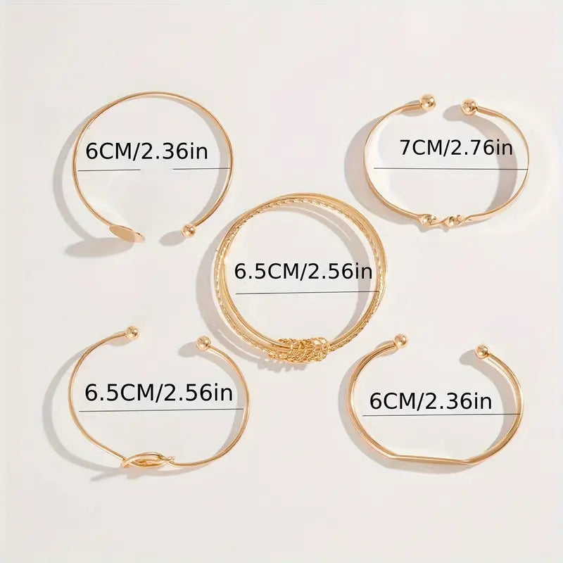 Gold Knotted Elegance Bracelet Set