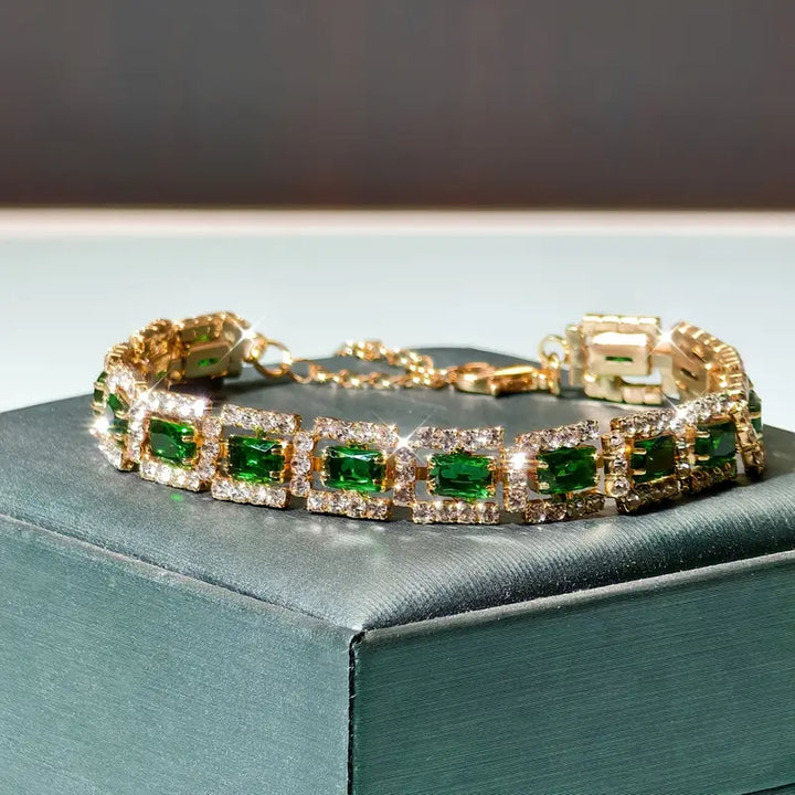 Gold Emerald Green Statement Bracelet