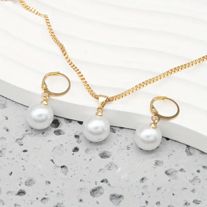 Elegant Gold Pearl Jewelry Set - Golden Grace Collection