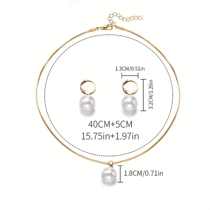 Elegant Gold Pearl Jewelry Set - Golden Grace Collection