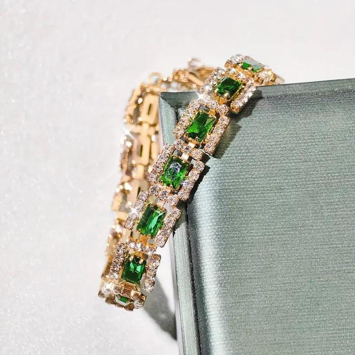 Gold Emerald Green Statement Bracelet