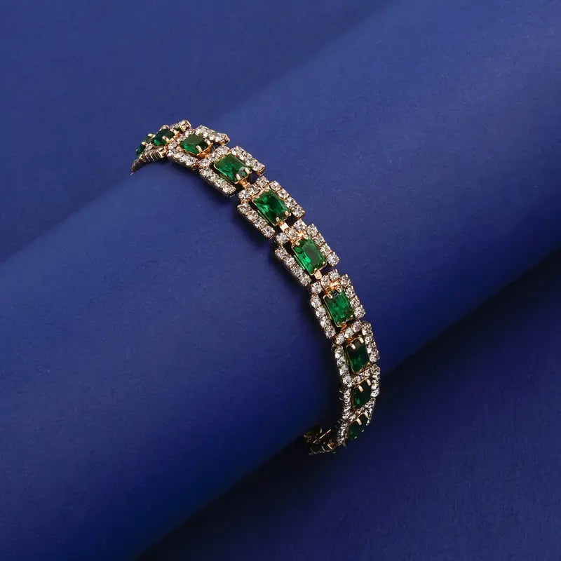 Gold Emerald Green Statement Bracelet