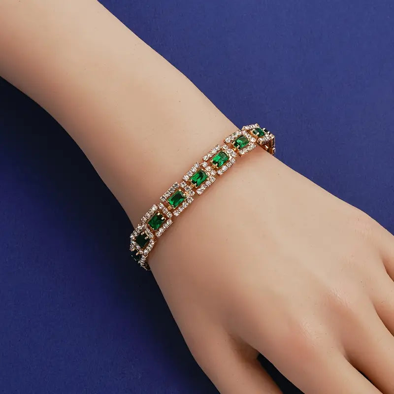 Gold Emerald Green Statement Bracelet