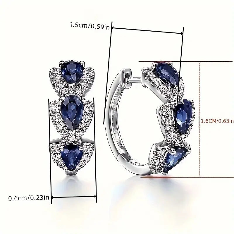 White Gold Royal Sapphire Crest Earrings