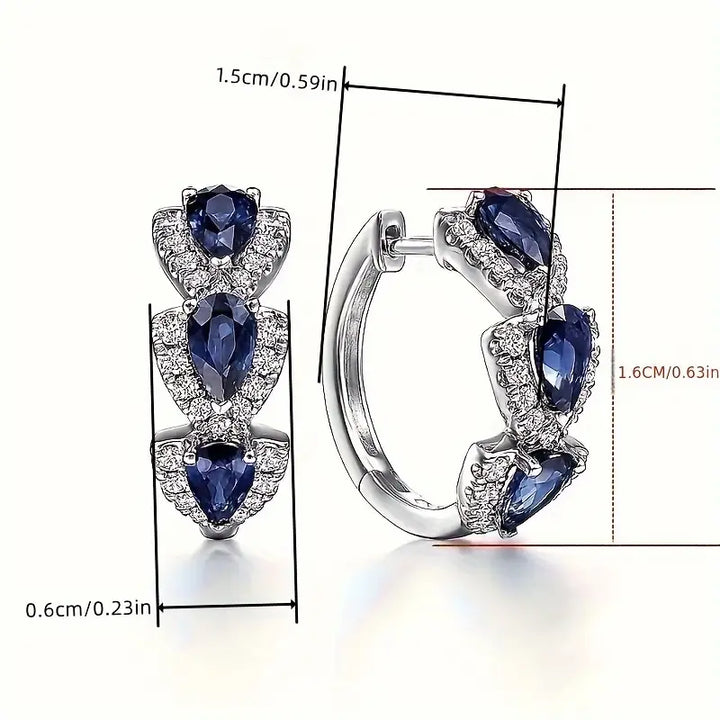 White Gold Royal Sapphire Crest Earrings