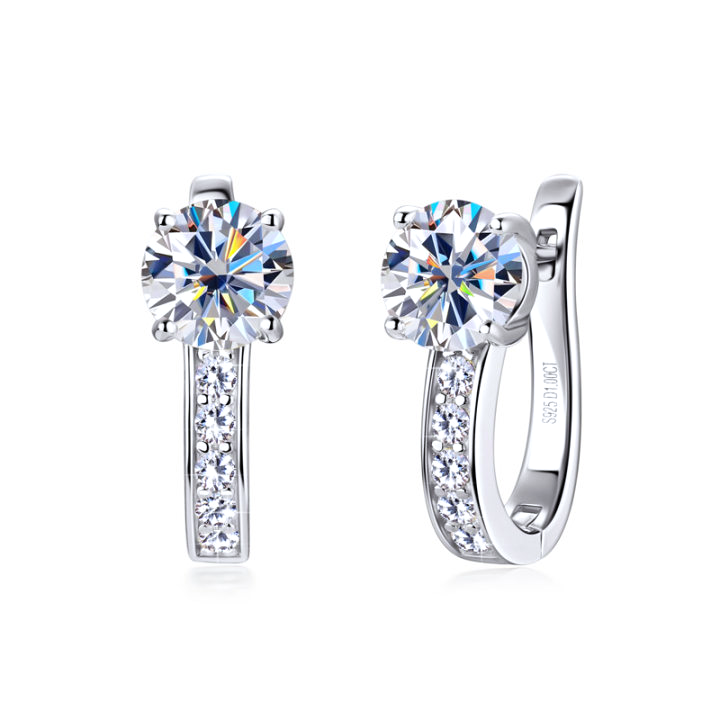 White Gold Channel Huggie Earrings