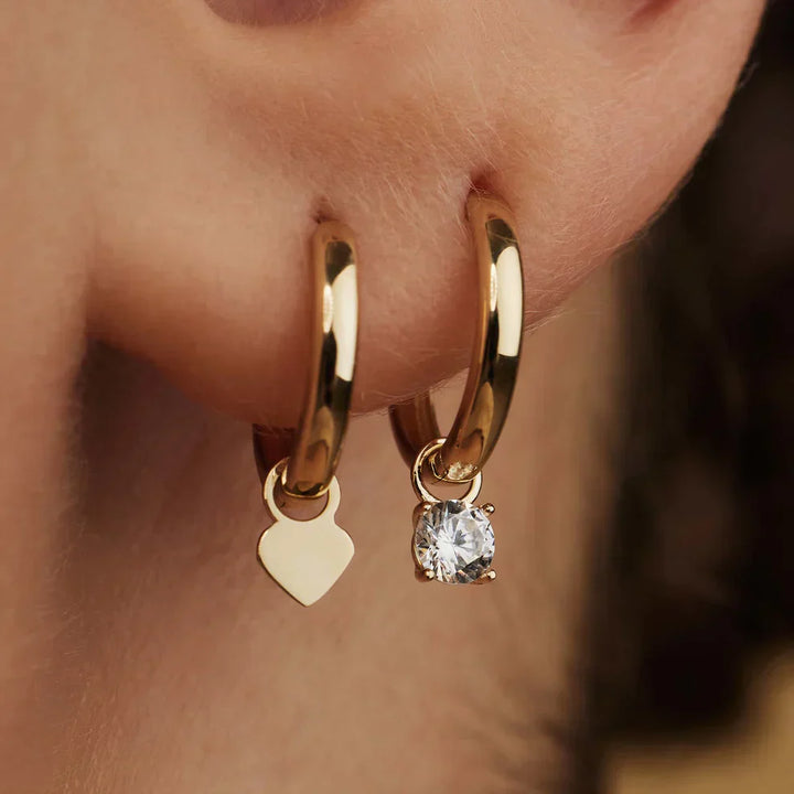 Gold Hoop Earrings with Larmes de Lune Stone