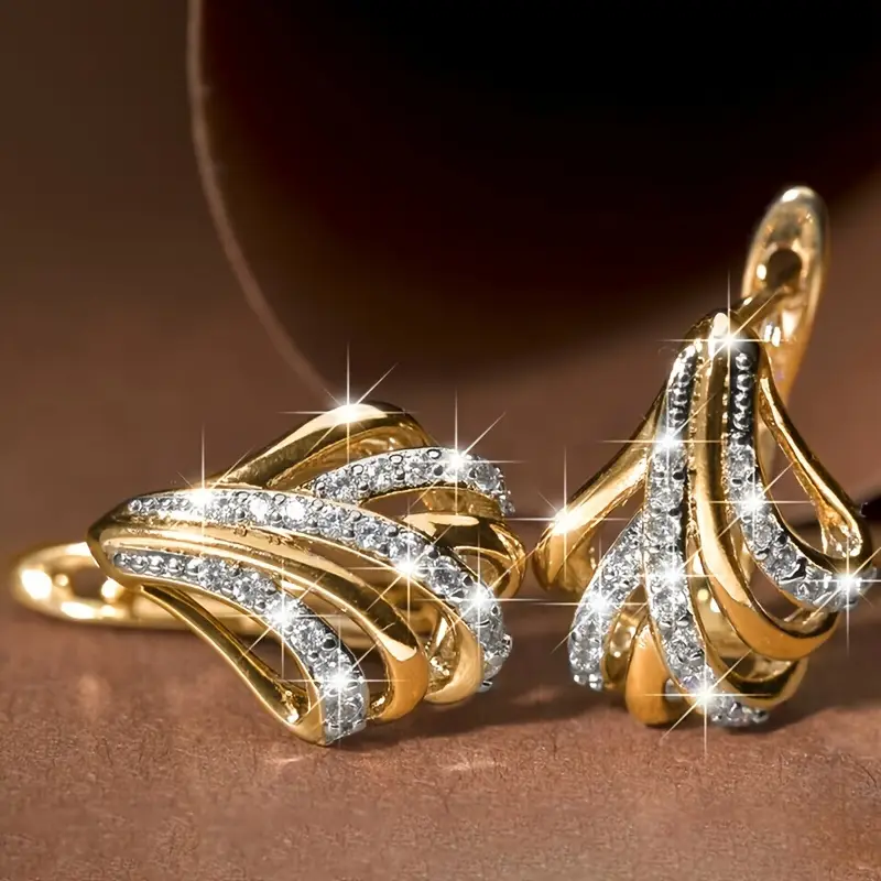 Chic Asymmetrical Bright Gold Earrings