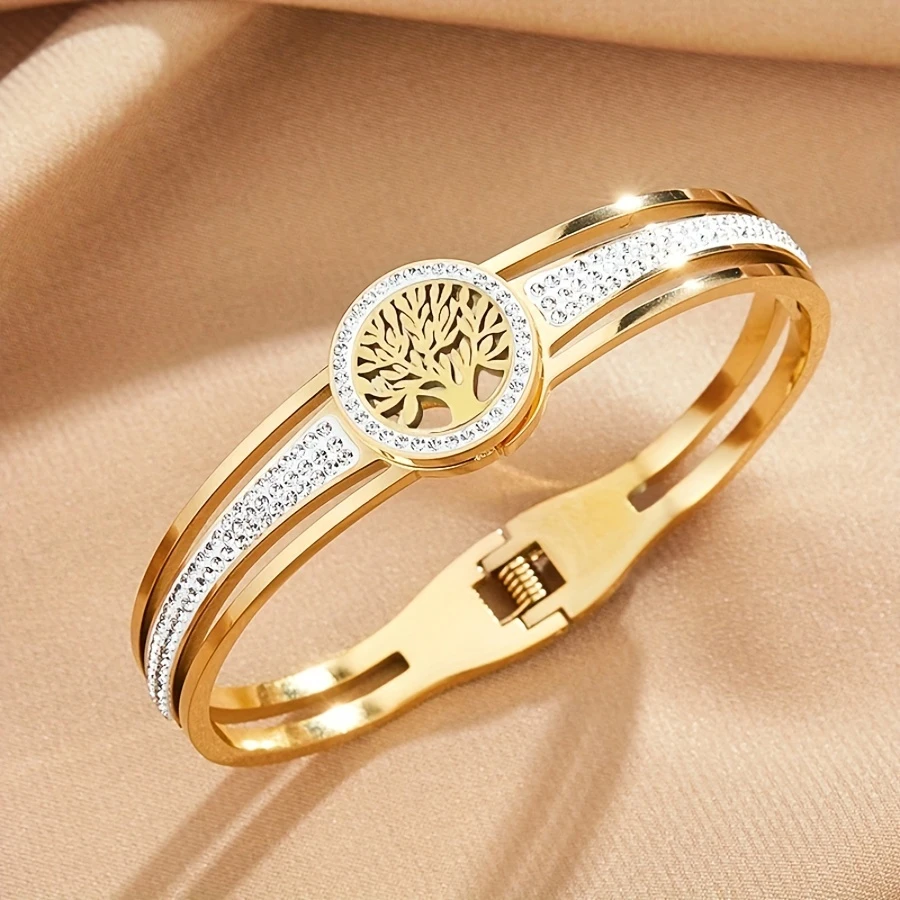 Gold Bracelet with Tree of Life Design