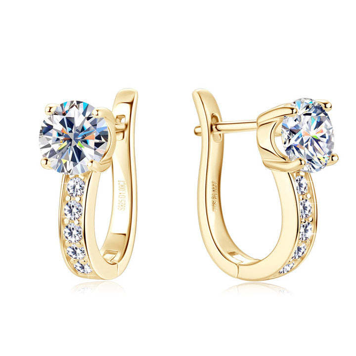 White Gold Channel Huggie Earrings